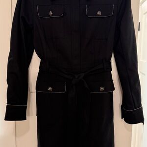 WHBM Black Belted Trench w/ belt